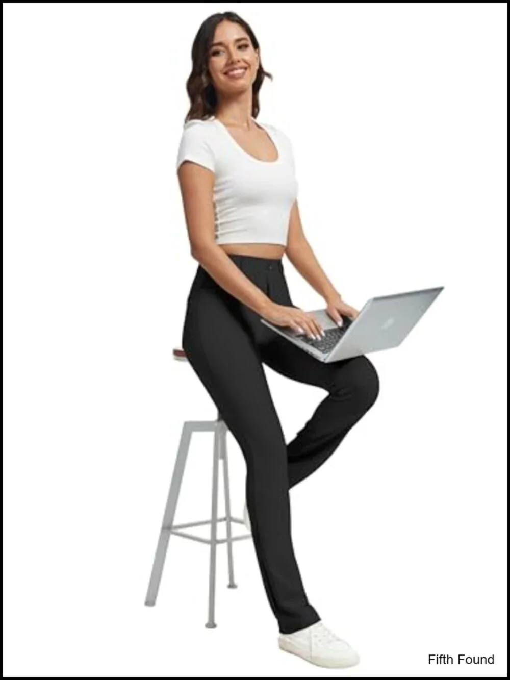 Stretchy Yoga Dress Pants High Rise Straight Leg with Pockets Casual